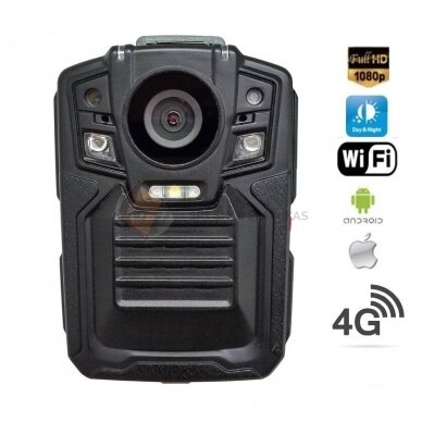 Nešiojamas vaizdo registratorius- Body worn kamera su IR LED+4G+WiFi+GPS